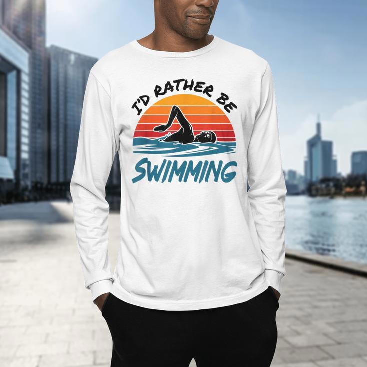 I'd Rather Be Swimming Retro Swim Swimmer Men's Long Sleeve T-Shirt I'd Rather Be Swimming Retro Swim Swimmer Men's Long Sleeve T-Shirt