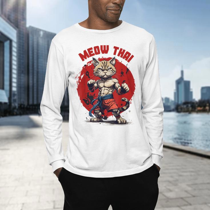 Meow Thai Funny Muay Thai And Cats Lover Men's Long Sleeve T-Shirt Meow Thai Funny Muay Thai And Cats Lover Men's Long Sleeve T-Shirt