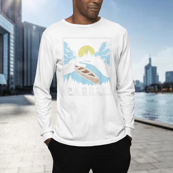Paddle Retro Style Canoe & Outdoors Simple Canoeing Graphic Men's Long Sleeve T-Shirt