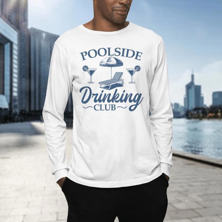 Pool Adult Poolside Drinking Club Summer Swimming Pool Party Men's Long Sleeve T-Shirt Pool Adult Poolside Drinking Club Summer Swimming Pool Party Men's Long Sleeve T-Shirt