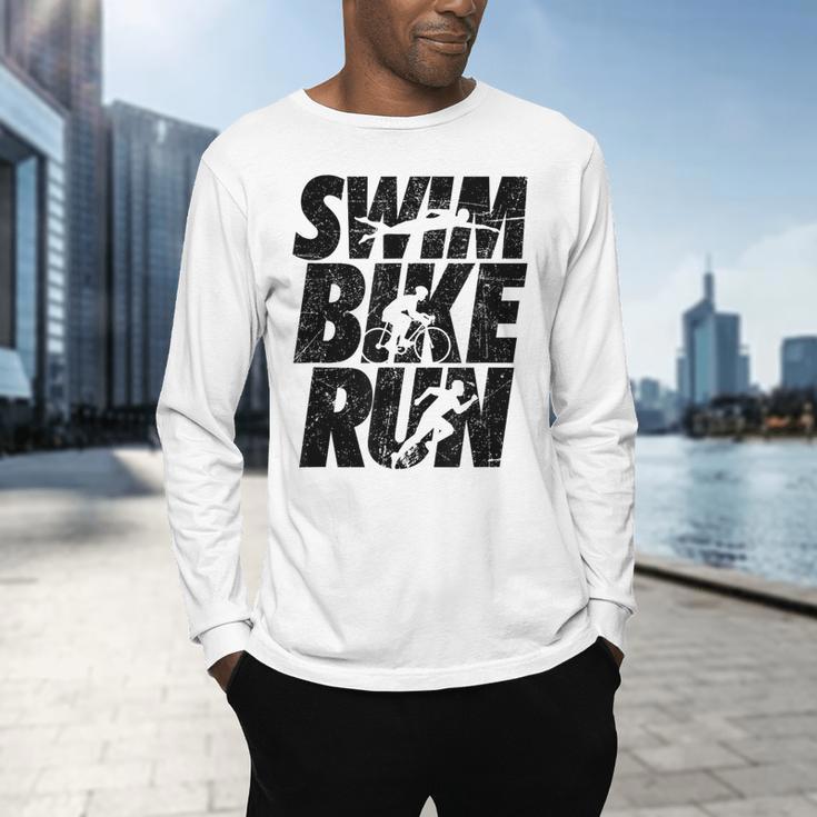 Swimming Cycling Running Triathlon Running Swimming Men's Long Sleeve T-Shirt Swimming Cycling Running Triathlon Running Swimming Men's Long Sleeve T-Shirt