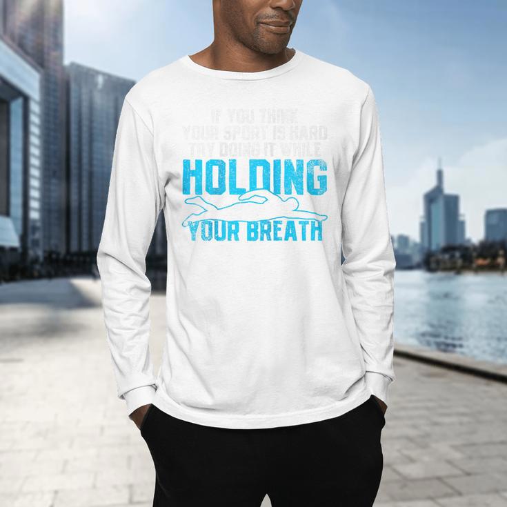 Swimming Swimmer Raglan Baseball Tee Men's Long Sleeve T-Shirt Swimming Swimmer Raglan Baseball Tee Men's Long Sleeve T-Shirt