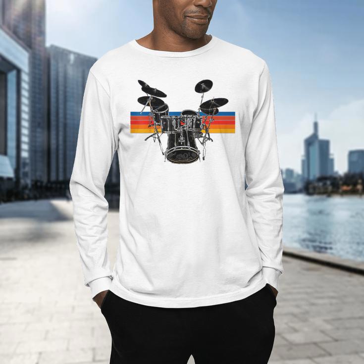 Vintage Drum Kit Drummer Rock Band Drums Men's Long Sleeve T-Shirt Vintage Drum Kit Drummer Rock Band Drums Men's Long Sleeve T-Shirt
