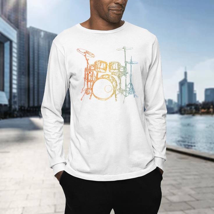 Vintage Drummer Drum Kit Men's Long Sleeve T-Shirt
