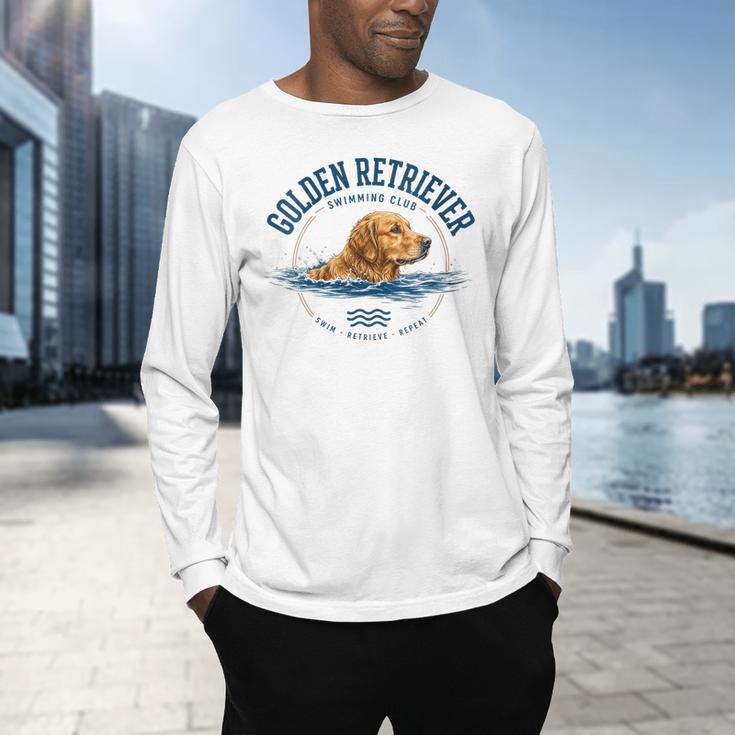 Women's Golden Retriever Swimming Men's Long Sleeve T-Shirt Women's Golden Retriever Swimming Men's Long Sleeve T-Shirt