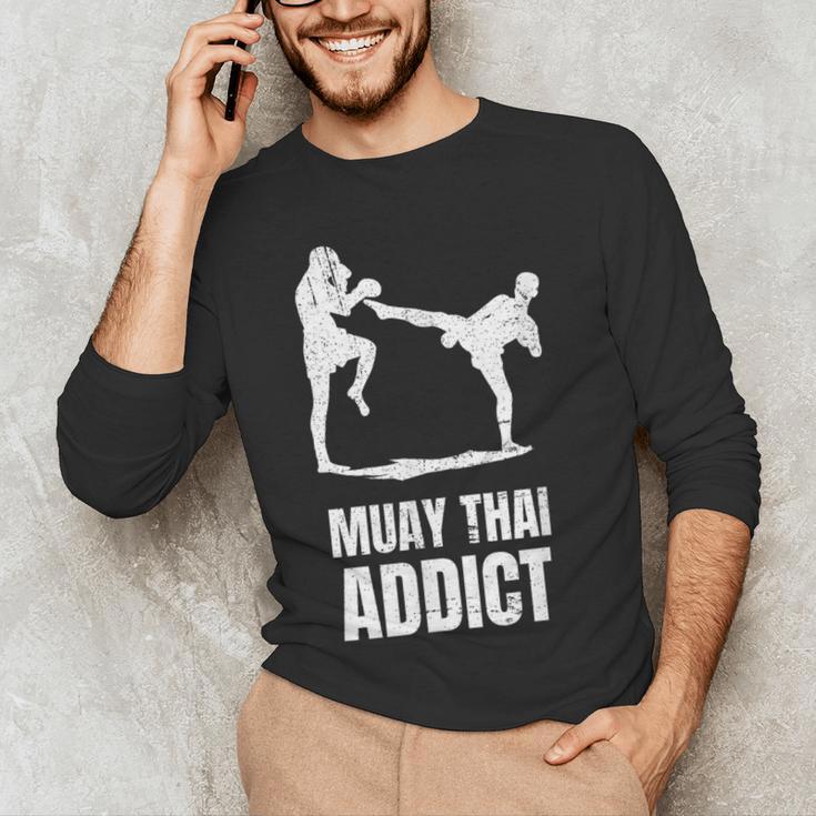 Addicted To Muay Thai Graphic Shirt Men's Long Sleeve T-Shirt Addicted To Muay Thai Graphic Shirt Men's Long Sleeve T-Shirt