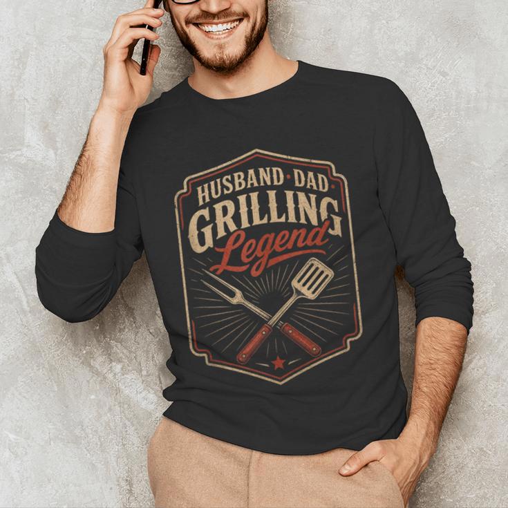 BBQ Dad Husband Dad Grilling Legend Men's Long Sleeve T-Shirt BBQ Dad Husband Dad Grilling Legend Men's Long Sleeve T-Shirt