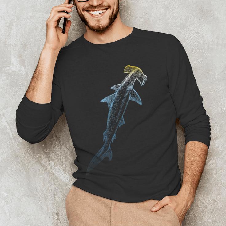 Beautiful Colors Swimming Hammerhead Shark Lovers Men's Long Sleeve T-Shirt