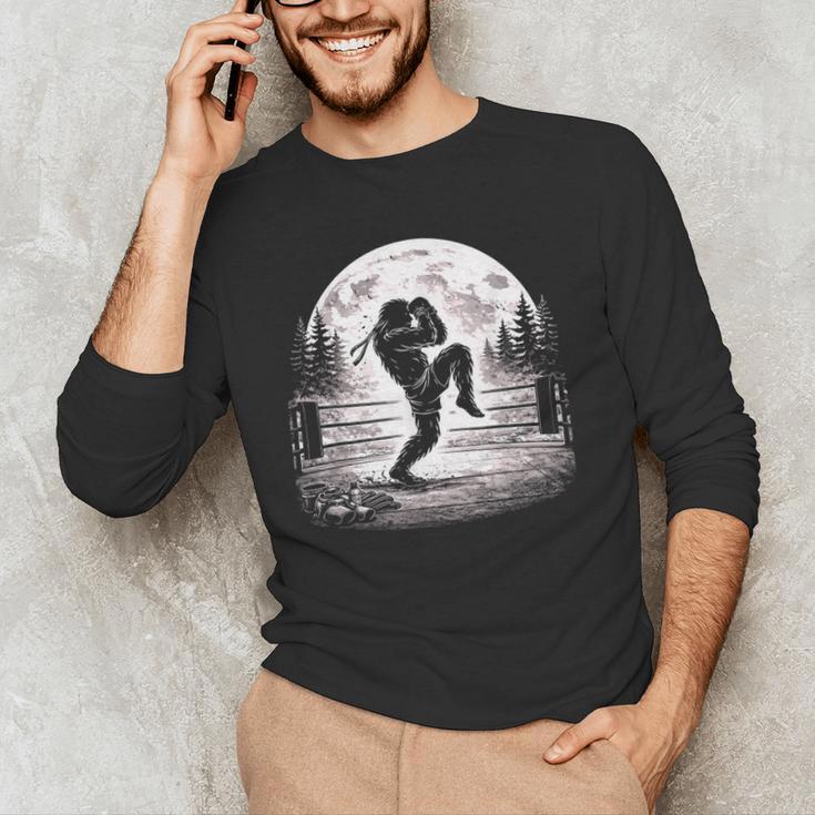 Bigfoot Muay Thai Boxer Martial Arts Sasquatch Men's Long Sleeve T-Shirt
