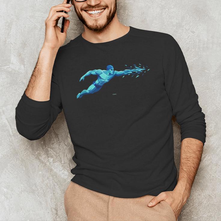 Blue Water Swimming In Freestyle Stroke Men's Long Sleeve T-Shirt