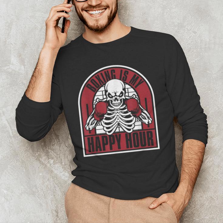 Boxing Is My Happy Hour Muay Thai Kickboxer Fan Boxing Men's Long Sleeve T-Shirt