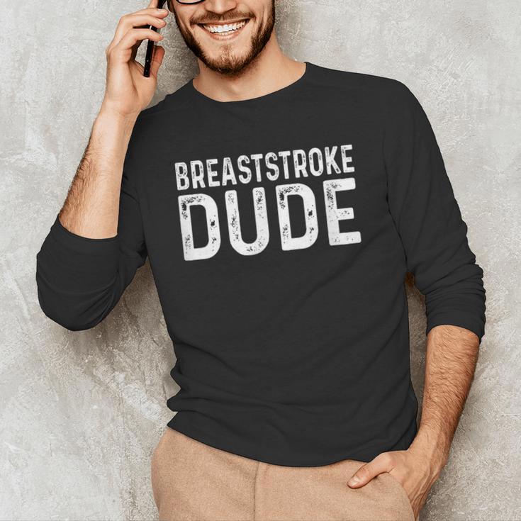 Breaststroke Swimming Dude Distressed Swim Swimmer Pool Men's Long Sleeve T-Shirt Breaststroke Swimming Dude Distressed Swim Swimmer Pool Men's Long Sleeve T-Shirt