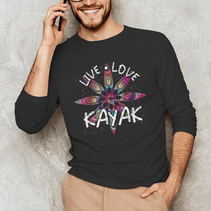 Canoe Boat Paddling Sport Kayaker Live Love Kayak Kayaking Men's Long Sleeve T-Shirt Canoe Boat Paddling Sport Kayaker Live Love Kayak Kayaking Men's Long Sleeve T-Shirt