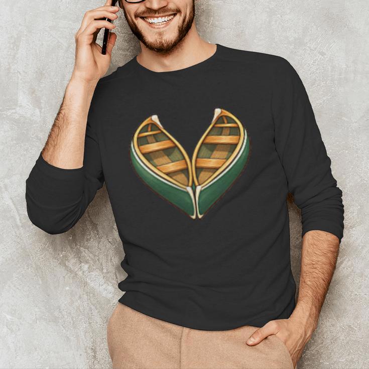 Canoe Heart Cute Minimalist Paddling Adventure Men's Long Sleeve T-Shirt
