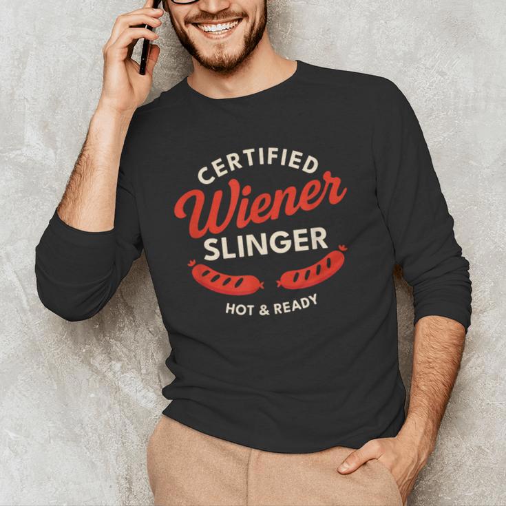Certified Wiener Slinger BBQ Dad 4th Of July Men's Long Sleeve T-Shirt