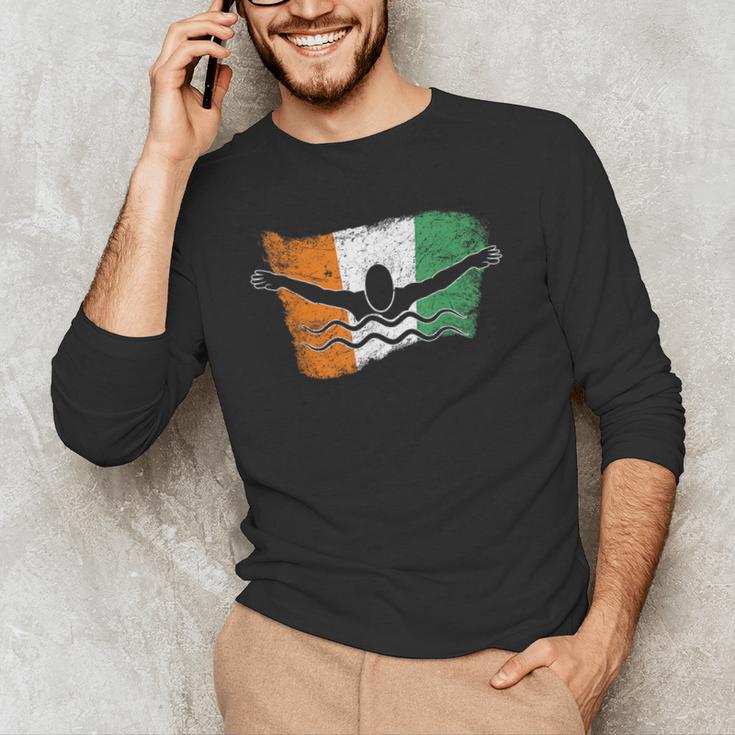 Cool Ireland Flag Vintage Irish Flag Swimmer Fly Swimming Men's Long Sleeve T-Shirt Cool Ireland Flag Vintage Irish Flag Swimmer Fly Swimming Men's Long Sleeve T-Shirt