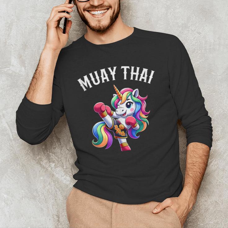 Cute Muay Thai Unicorn Men's Long Sleeve T-Shirt