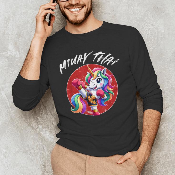 Cute Thai Boxing And Muay Thai Unicorn Men's Long Sleeve T-Shirt Cute Thai Boxing And Muay Thai Unicorn Men's Long Sleeve T-Shirt