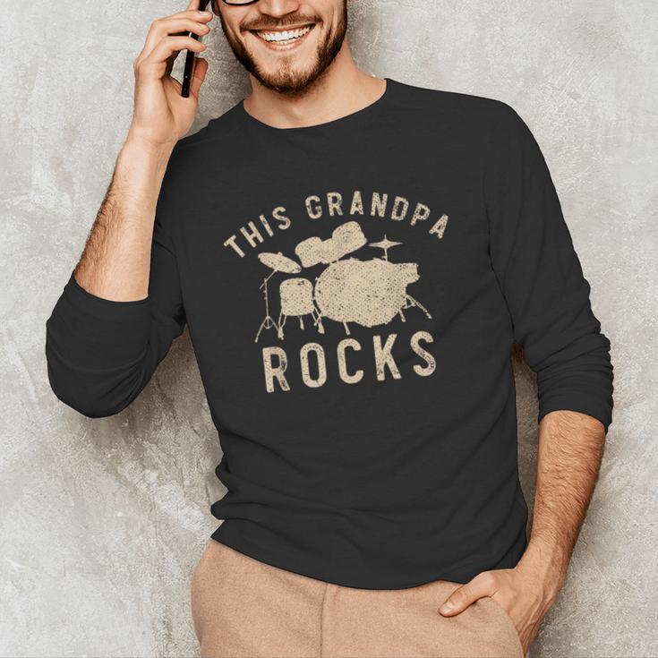 Dieser Opa Rockt Trommzeuger Drummer Musik Drum Kit Men's Long Sleeve T-Shirt
