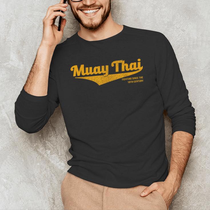 Distressed Muay Thai Kickboxing MMA BJJ Thailand T-Shirt Men's Long Sleeve T-Shirt