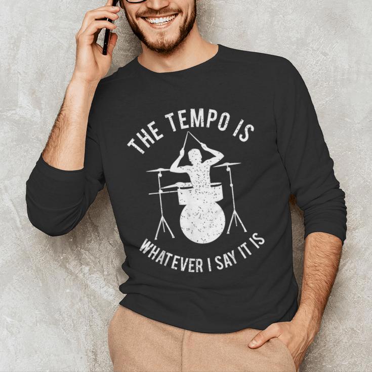 Drum Kit Graphic For a Drummer With Percussion Instruments Men's Long Sleeve T-Shirt