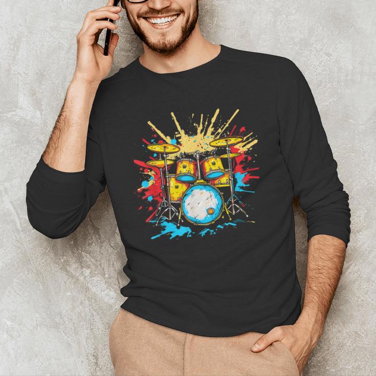 Drum Kit Steamwave Music Band Men's Long Sleeve T-Shirt Drum Kit Steamwave Music Band Men's Long Sleeve T-Shirt