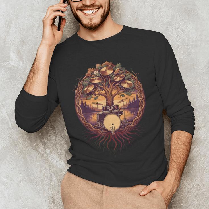 Drummer Drum Kit Musician Percussion Player Men's Long Sleeve T-Shirt Drummer Drum Kit Musician Percussion Player Men's Long Sleeve T-Shirt