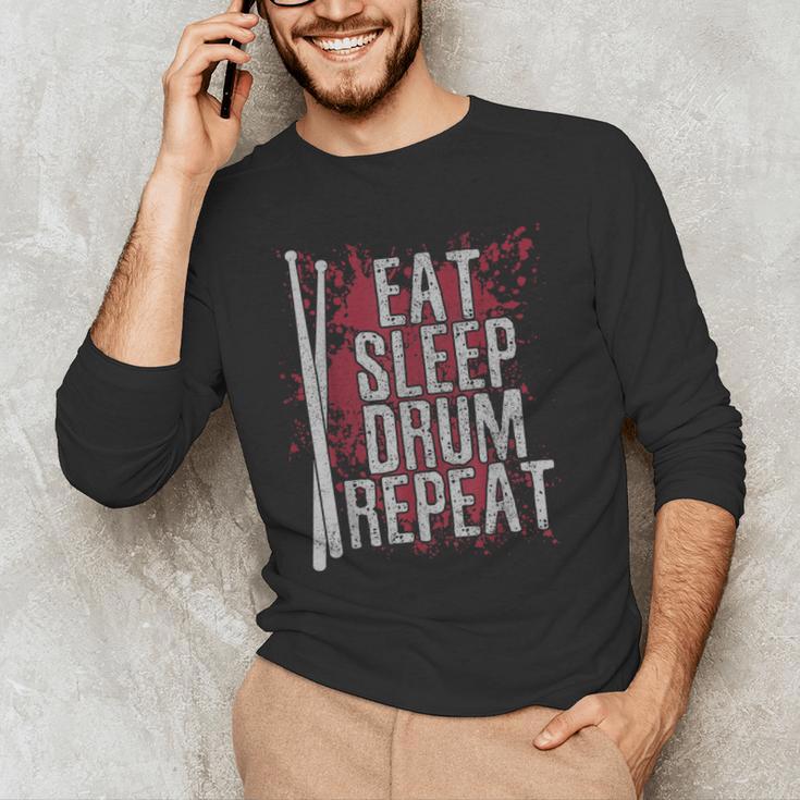 Drummer Eat Sleep Drum Repeat Drum Kit Musician Men's Long Sleeve T-Shirt Drummer Eat Sleep Drum Repeat Drum Kit Musician Men's Long Sleeve T-Shirt
