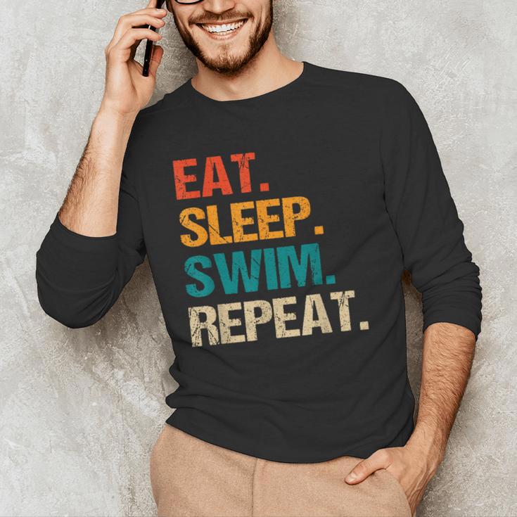 Eat Sleep Swim Repeat Pool Swimmer Water Polo Swimming Men's Long Sleeve T-Shirt Eat Sleep Swim Repeat Pool Swimmer Water Polo Swimming Men's Long Sleeve T-Shirt