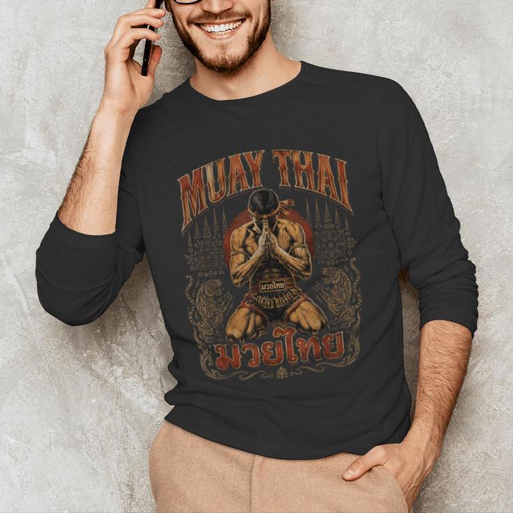 Faded Muay Thai Fighter Nak Muay Thailand Boxing Men's Long Sleeve T-Shirt Faded Muay Thai Fighter Nak Muay Thailand Boxing Men's Long Sleeve T-Shirt