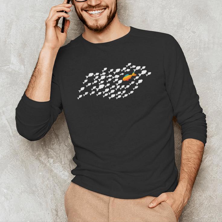 Fish Swimming Against The Current Be Yourself -Adults Kids Modern Casual Men's Long Sleeve T-Shirt Fish Swimming Against The Current Be Yourself -Adults Kids Modern Casual Men's Long Sleeve T-Shirt