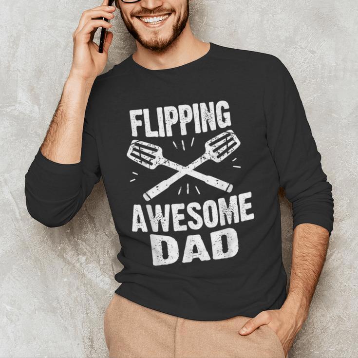 Flipping Awesome BBQ Dad Shirt Grilling Father's Day Men's Long Sleeve T-Shirt