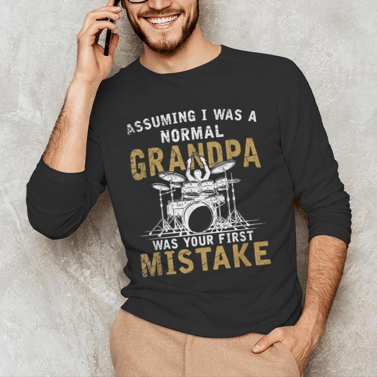 Grandpa Drummer Father's Day Drum Kit Men's Long Sleeve T-Shirt Grandpa Drummer Father's Day Drum Kit Men's Long Sleeve T-Shirt