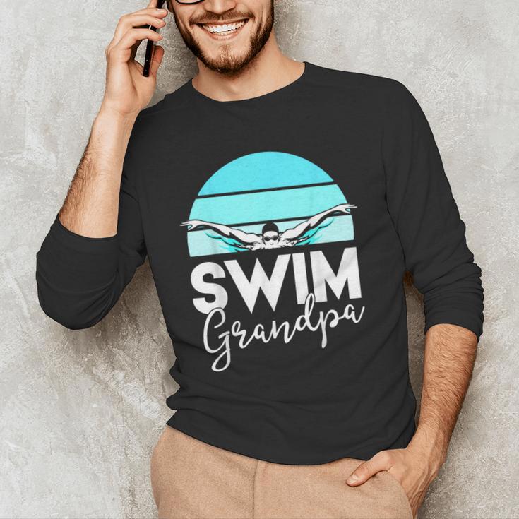 Grandpa Papa Swimming Meet Swimmer Swim Team Shirt Men's Long Sleeve T-Shirt Grandpa Papa Swimming Meet Swimmer Swim Team Shirt Men's Long Sleeve T-Shirt
