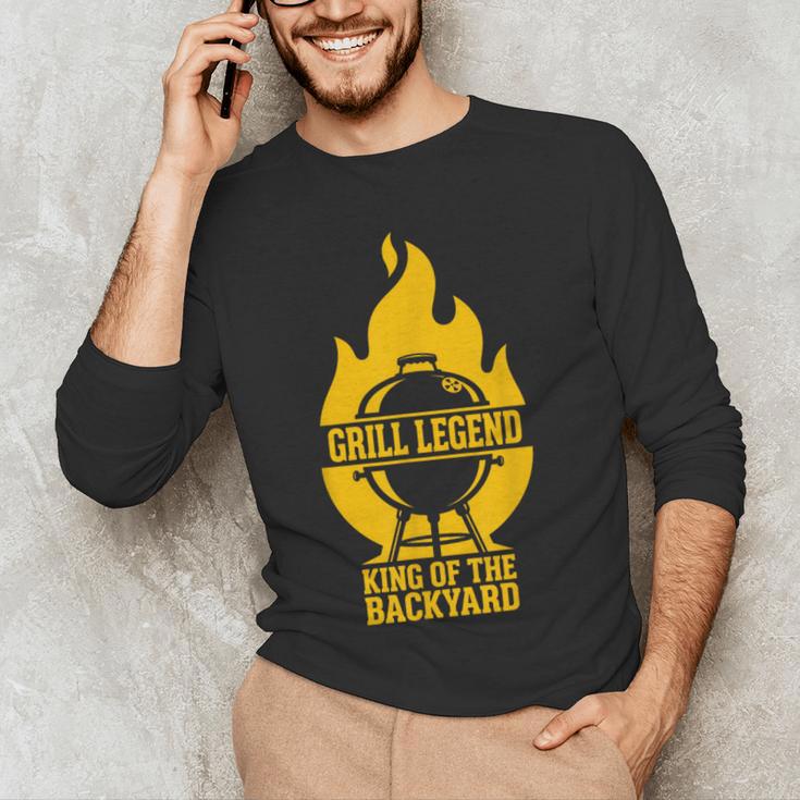 Grill Legend King Of The Backyard BBQ Dad Humor Chef Men's Long Sleeve T-Shirt