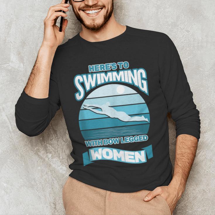 Here's To Swimming With Bow Legged Women Vintage Style Men's Long Sleeve T-Shirt Here's To Swimming With Bow Legged Women Vintage Style Men's Long Sleeve T-Shirt