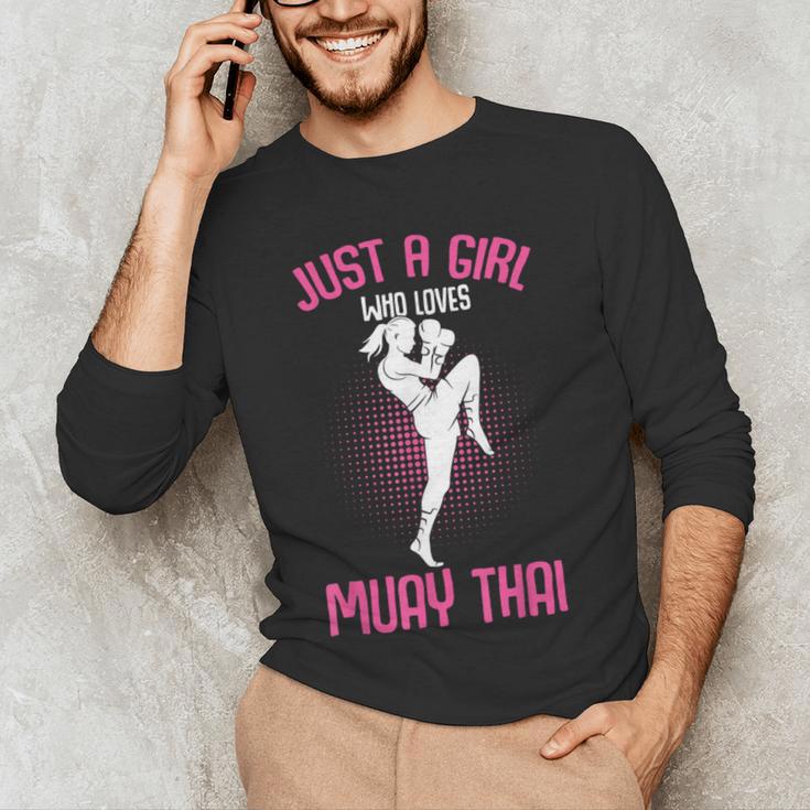 Just a Girl Who Loves Muay Thai Kids Girls Men's Long Sleeve T-Shirt Just a Girl Who Loves Muay Thai Kids Girls Men's Long Sleeve T-Shirt