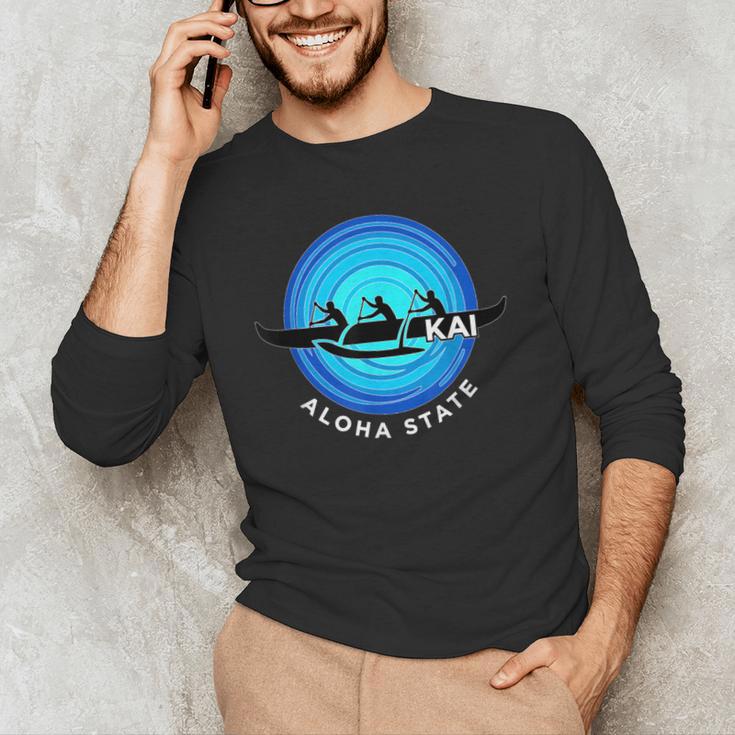 Kai Outrigger Canoe Hawaii Aloha State Paddling Retro Men's Long Sleeve T-Shirt
