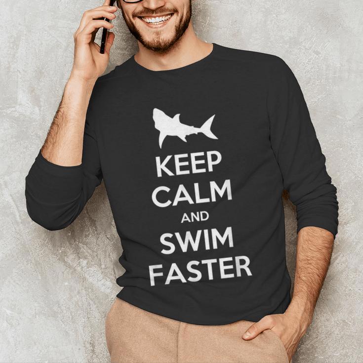 Keep Calm And Swim Faster Swimming T-Shirt Men's Long Sleeve T-Shirt Keep Calm And Swim Faster Swimming T-Shirt Men's Long Sleeve T-Shirt