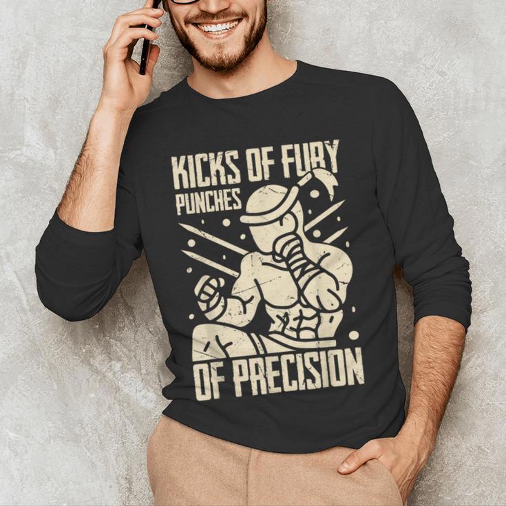 Kicks Of Fury Punches Of Precision Muay Thai Men's Long Sleeve T-Shirt Kicks Of Fury Punches Of Precision Muay Thai Men's Long Sleeve T-Shirt