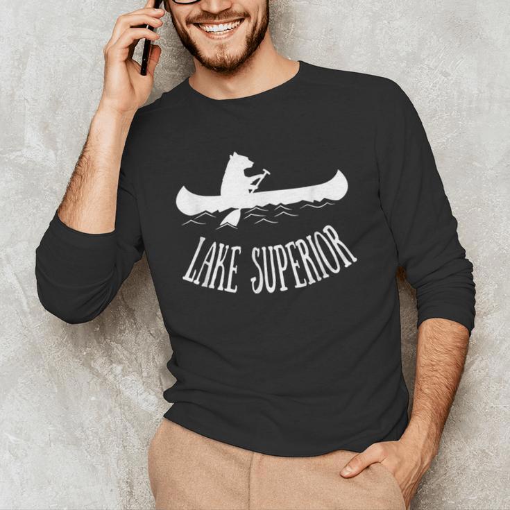 Lake Superior Bear Canoe Upper Peninsula For Yooper Men's Long Sleeve T-Shirt
