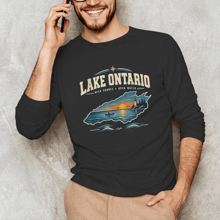 Lakes Lake Ontario Fishing Canoe Lighthouse Outdoor Men's Long Sleeve T-Shirt Lakes Lake Ontario Fishing Canoe Lighthouse Outdoor Men's Long Sleeve T-Shirt