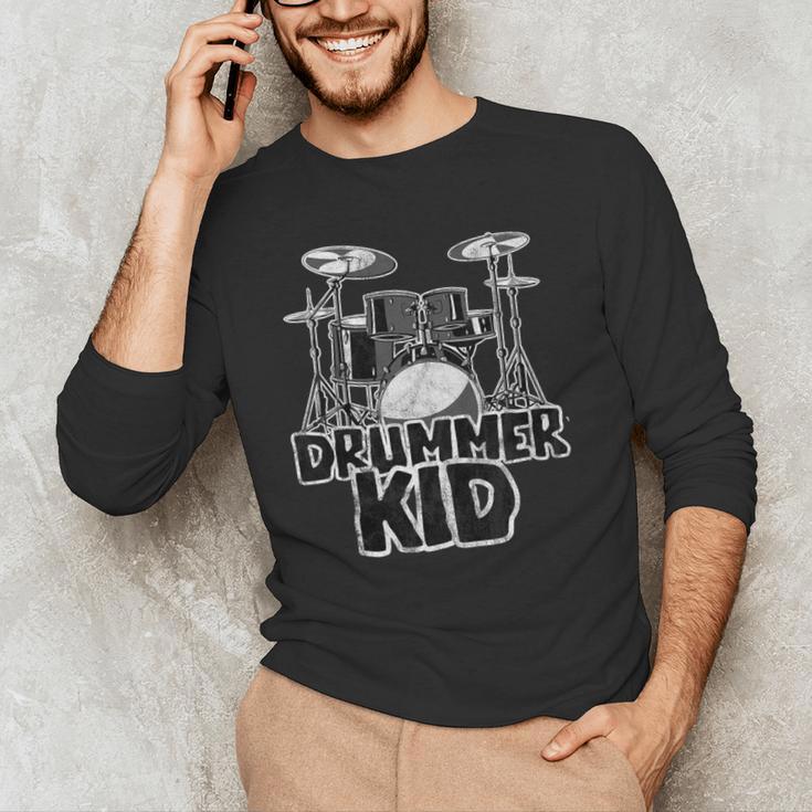 Little Drummer Awesome Drum Kit For Young Musicians Men's Long Sleeve T-Shirt Little Drummer Awesome Drum Kit For Young Musicians Men's Long Sleeve T-Shirt