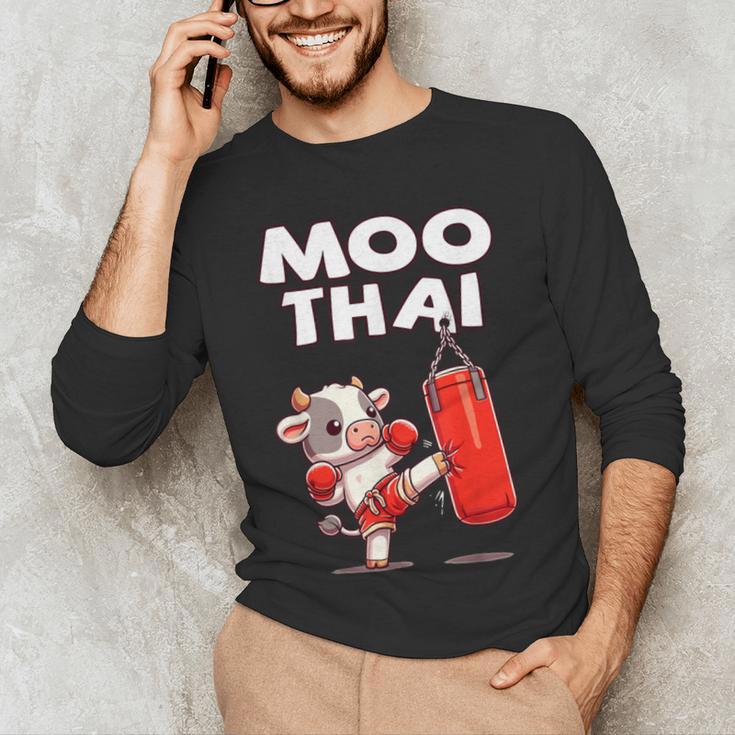 Moo Thai Muay Thai Cow Thai Boxing For Kids Muay Thai Men's Long Sleeve T-Shirt