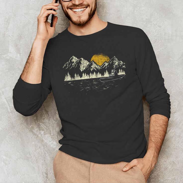 Mountain Kayaking Nature Water Sports Kayaker Canoeing Kayak Men's Long Sleeve T-Shirt