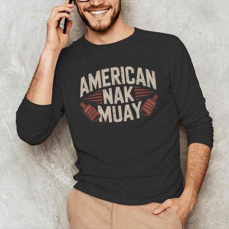 Muay Thai American Nak Fighter Identity Boxing Proud Sport Men's Long Sleeve T-Shirt