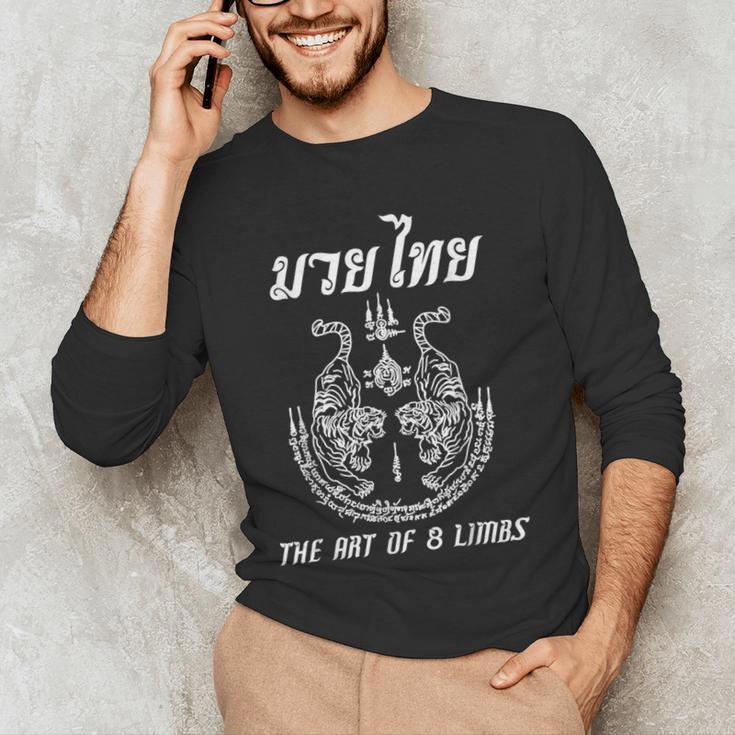 Muay Thai The Art Of 8 Limbs Martial Art Sak Yant Twin Tiger Men's Long Sleeve T-Shirt