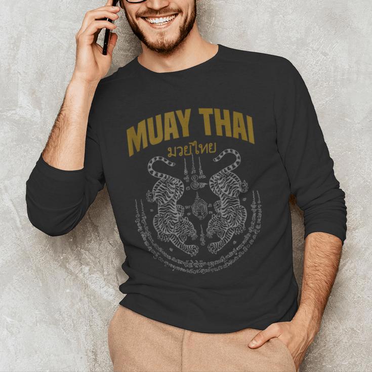 Muay Thai Art Twin Tigers Muay Thai Fighter MMA Martial Arts Men's Long Sleeve T-Shirt Muay Thai Art Twin Tigers Muay Thai Fighter MMA Martial Arts Men's Long Sleeve T-Shirt