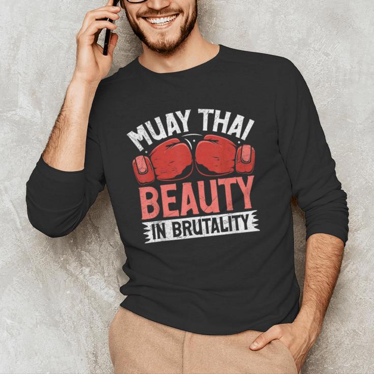 Muay Thai Beauty In Brutality Muay Thai Men's Long Sleeve T-Shirt Muay Thai Beauty In Brutality Muay Thai Men's Long Sleeve T-Shirt