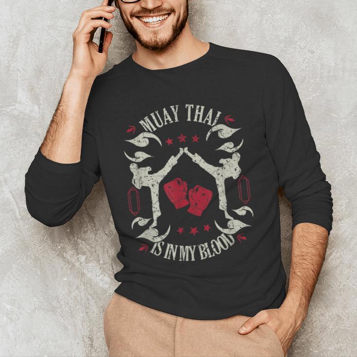Muay Thai Is In My Blood Traditional Fighters Thai Boxing Men's Long Sleeve T-Shirt